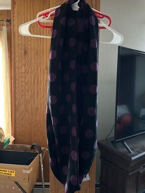 Charlie Paige Black and Purple Polka Dot Scarf